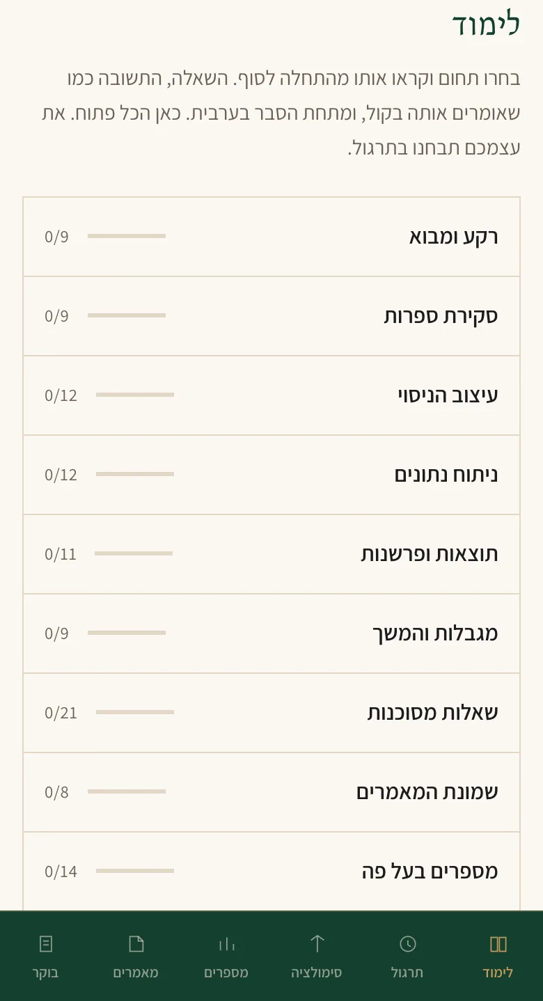 Study workflow, on a phone