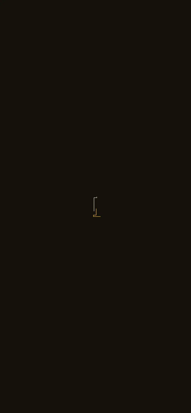 A first visit to the site: its gold mark draws itself on a dark wall, then the wall lifts onto the homepage.